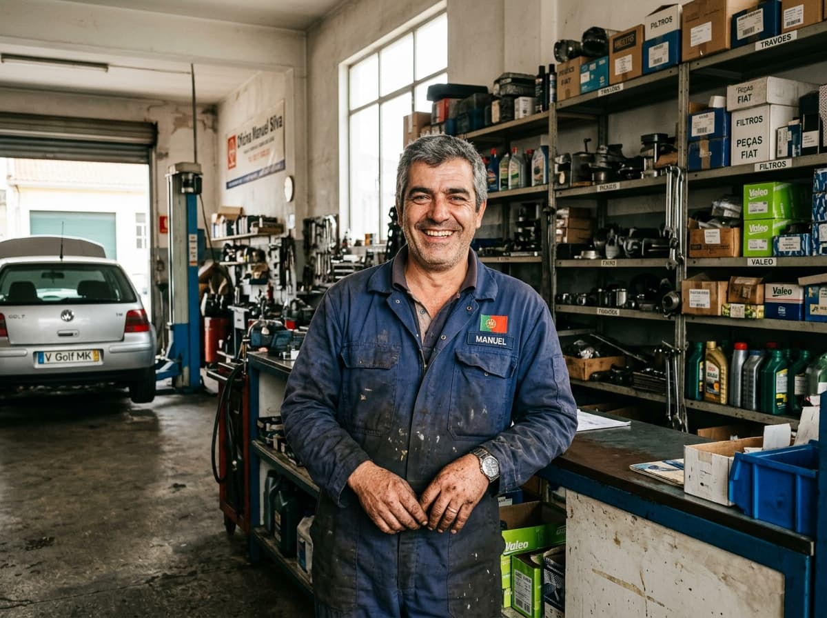 Mecânico numa oficina e armazém auto em Portugal